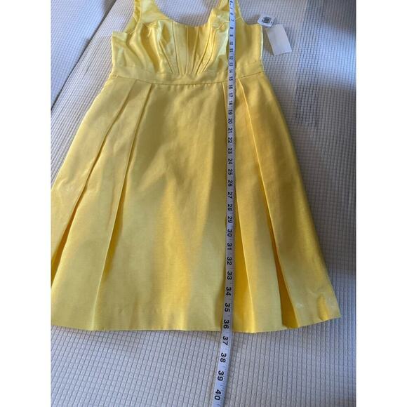 Shoshanna Party Dress Yellow with Pleats and Hidden Pockets Size 6 NWT $295 - Picture 8 of 8